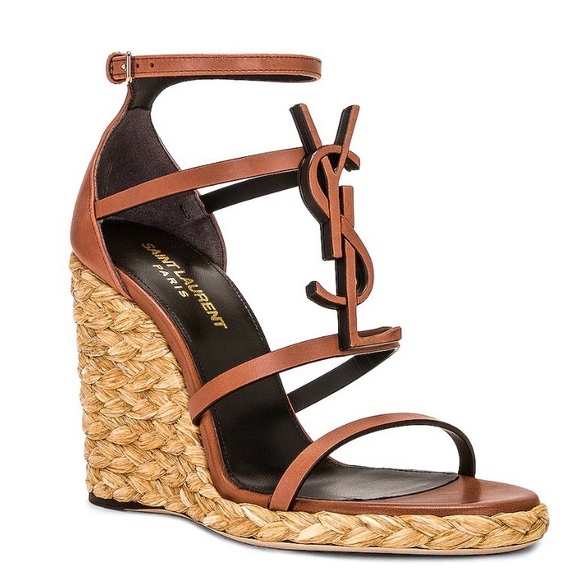 Saint Laurent Cassandra Wedge Sandals - Picture 1 of 17